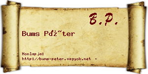 Bums Péter névjegykártya