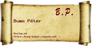 Bums Péter névjegykártya