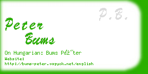 peter bums business card